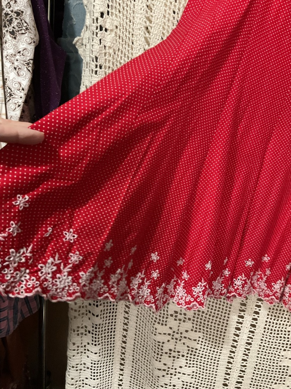 Copper Key red polka dot flare skirt eyelet trim 7